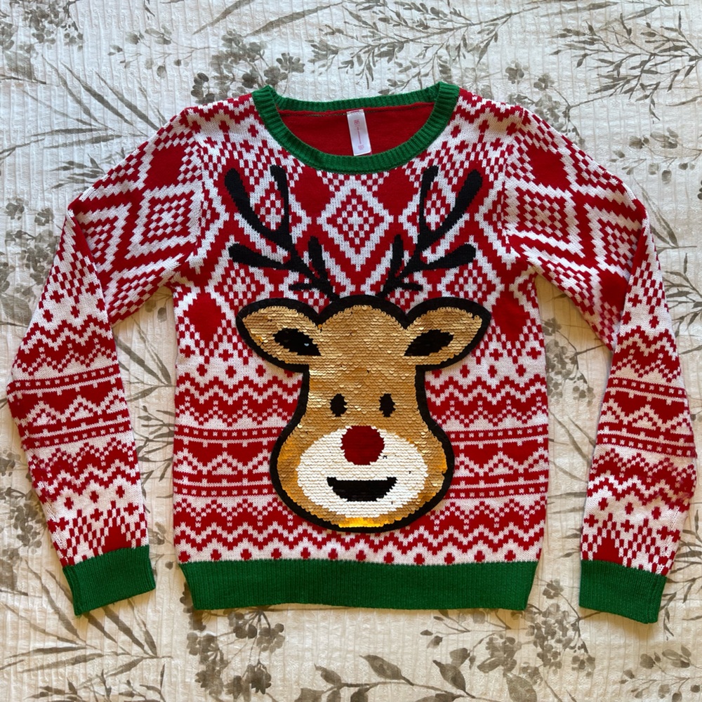 Ugly Christmas Sweater Red Reindeer Women's Sweater